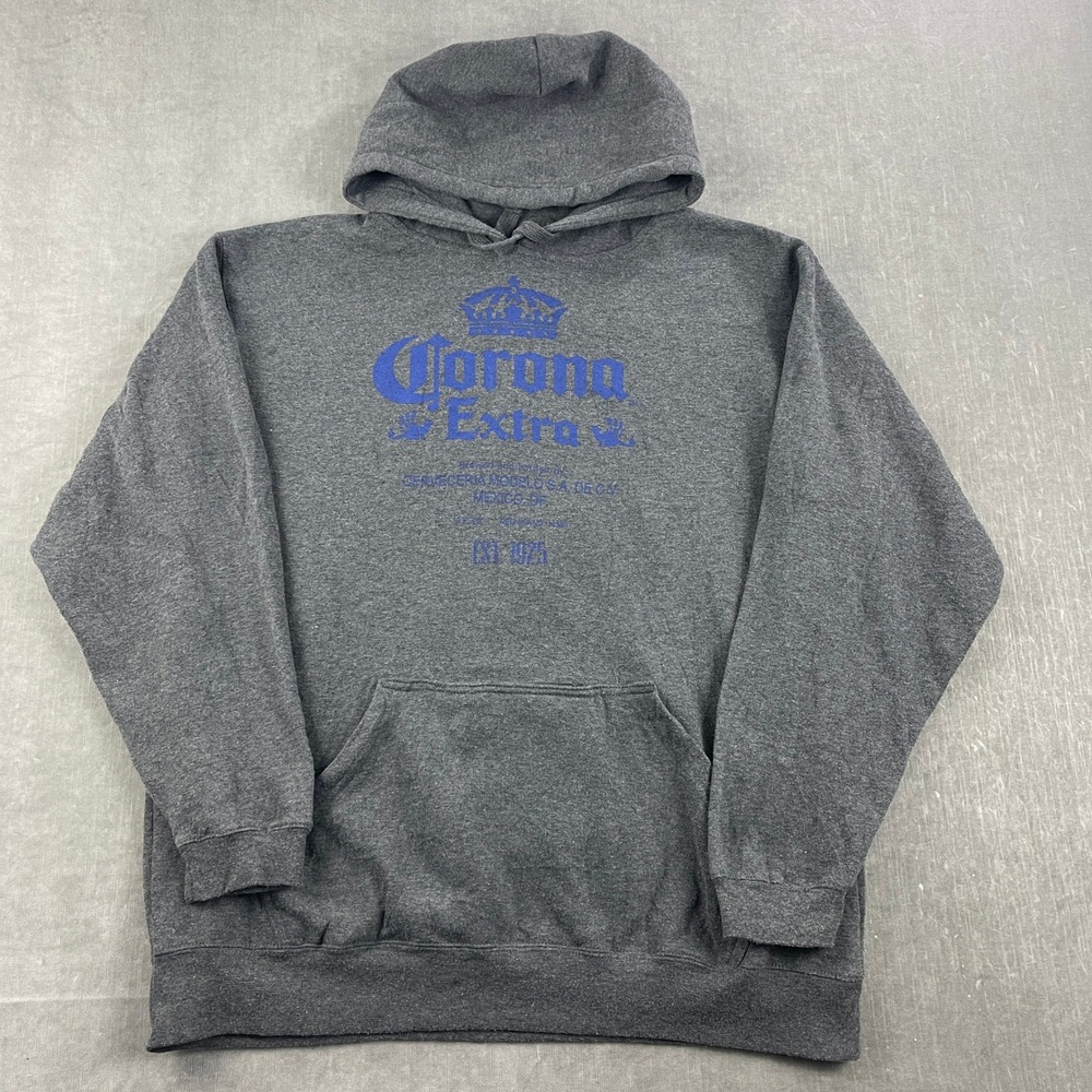 Corona Extra J. America Men XL Gray Hoodie Graphic Sweatshirt Huzu